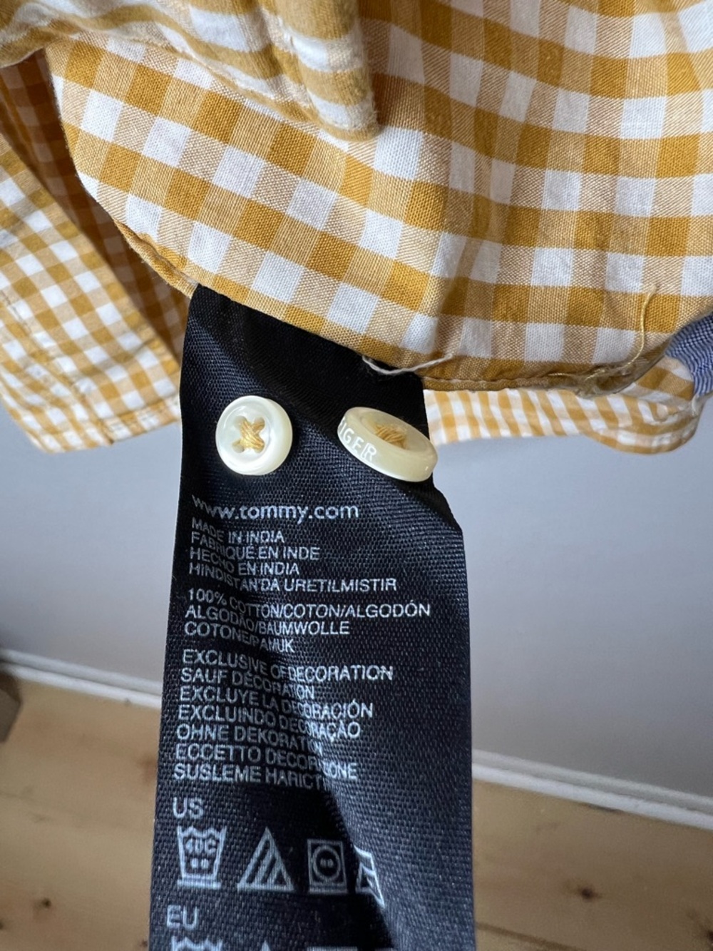 Tommy Hilfiger XL Yellow Gingham Button Down Shirt Classic Fit Cotton Preppy - Picture 9 of 10